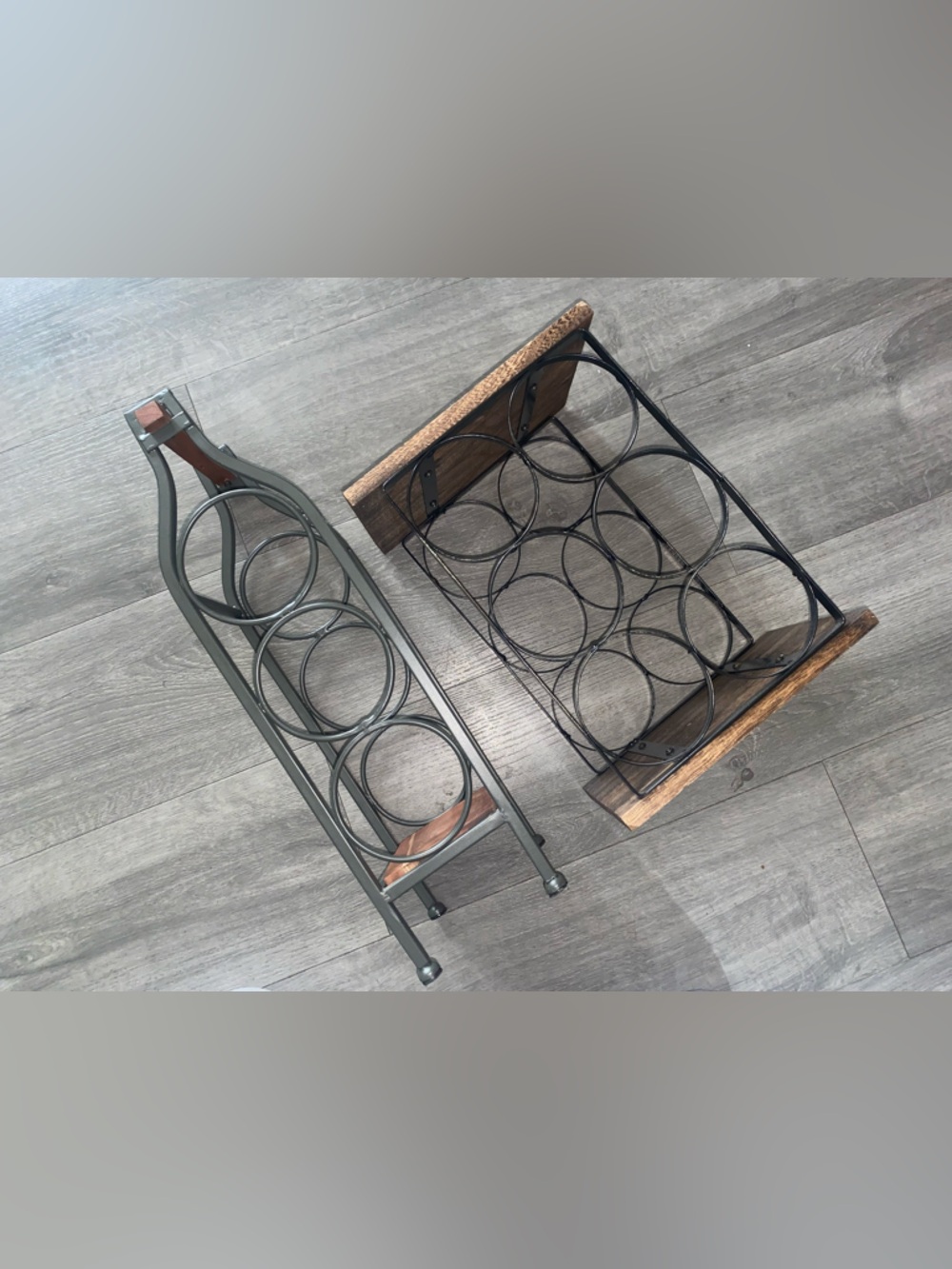 Metal and Wood Wine Rack - Black Finish
